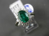 ESTATE LARGE 2.14CT DIAMOND & AAA EMERALD PLATINUM 3D OVAL HALO ENGAGEMENT RING