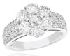 ESTATE LARGE 2.16CT DIAMOND 14KT WHITE GOLD 3D FLOWER LOVE RING
