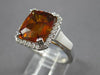 LARGE 7.46CT DIAMOND & AAA CITRINE 14K WHITE GOLD 3D SQUARE HALO ENGAGEMENT RING