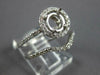 ESTATE .90CT DIAMOND 14K WHITE GOLD 3D ROUND HALO SEMI MOUNT ENGAGEMENT RING SET