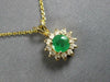 .65CT DIAMOND & AAA EMERALD 14K YELLOW GOLD ROUND FLOWER FLOATING PENDANT #27565