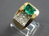 ANTIQUE LARGE 1.61CT DIAMOND & AAA COLOMBIAN EMERALD 14K 2 TONE GOLD RING #27823