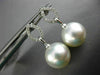 ESTATE .17CT DIAMOND & AAA SOUTH SEA PEARL 14KT WHITE GOLD TEAR HANGING EARRINGS