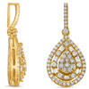.79CT DIAMOND 14KT YELLOW GOLD 3D ROUND & BAGUETTE CLUSTER DOUBLE HALO PENDANT