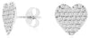 ESTATE .70CT DIAMOND 14K WHITE GOLD 3D ROUND PAVE HEART SHAPE LOVE STUD EARRINGS