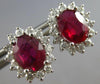 2.65CT DIAMOND & AAA RUBY 14KT WHITE GOLD 3D OVAL & ROUND FLOWER EARRINGS #27736