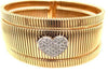 EXTRA LARGE .63CT DIAMOND 18KT 2 TONE GOLD 3D HEART SNAKE CUFF BANGLE BRACELET