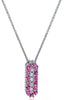 ESTATE .30CT DIAMOND & AAA RUBY 18KT WHITE GOLD 3D OVAL BAR FLOATING PENDANT