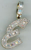 1.55CT DIAMOND 14KT YELLOW GOLD ROUND & BAGUETTE E INITIAL FUN FLOATING PENDANT