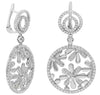 1.24CT DIAMOND 14KT WHITE GOLD MULTI FLOWER CIRCULAR LEVERBACK HANGING EARRINGS
