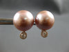 LARGE .18CT DIAMOND & AAA PINK SOUTH SEA PEARL 18KT ROSE GOLD SOLITAIRE EARRINGS