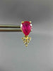 ESTATE 1.92CT DIAMOND & AAA RUBY 14KT YELLOW GOLD PEAR SHAPE STUD EARRINGS #1784