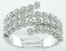 ESTATE .20CT DIAMOND 14KT WHITE GOLD 3D CLASSIC MULTI ROW CRISS CROSS FUN RING