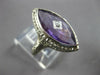 ANTIQUE LARGE 8.03CT OLD MINE DIAMOND & AMETHYST 14KT WHITE GOLD MARQUISE RING