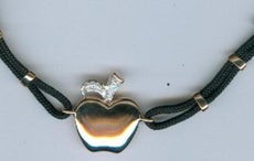 ESTATE .10CT DIAMOND 14KT ROSE GOLD 3D CLASSIC APPLE NEW YORK FUN BRACELET
