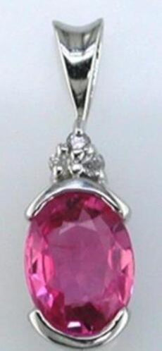 1.43CT DIAMOND & AAA PINK SAPPHIRE 14KT WHITE GOLD SEMI BEZEL FLOATING PENDANT