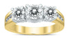 1.96CT DIAMOND 14KT TWO TONE GOLD 3D 3 STONE ROUND PAST PRESENT ENGAGEMENT RING