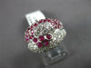 ESTATE LARGE 2.60CT DIAMOND & AAA RUBY 18KT WHITE GOLD DOUBLE FLOWER RING #26574