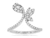 ESTATE .46CT DIAMOND 14KT WHITE GOLD 3D ROUND & BAGUETTE V SHAPE SNAKE RING