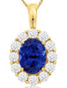 2.05CT DIAMOND & AAA TANZANITE 14KT YELLOW GOLD 3D OVAL & ROUND FLOATING PENDANT