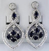 3.87CT DIAMOND & AAA SAPPHIRE 14KT WHITE GOLD FLOWER TEAR DROP HANGING EARRINGS