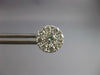 ESTATE LARGE 1.36CT DIAMOND 14KT WHITE GOLD 3D CLUSTER FLOWER STUD EARRINGS