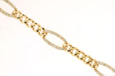 .50CT DIAMOND 14KT YELLOW GOLD 3D CLASSIC OVAL CUBAN LINK BY THE TENNIS BRACELET