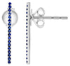 ESTATE .19CT AAA SAPPHIRE 14KT WHITE GOLD 3D CLASSIC BAR FUN HANGING EARRINGS