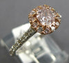 .80CT WHITE & PINK DIAMOND 14K WHITE & ROSE GOLD CUSHION & ROUND ENGAGEMENT RING