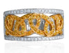 ESTATE .54CT WHITE & FANCY YELLOW DIAMOND 14K WHITE & ROSE GOLD ANNIVERSARY RING
