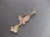 ESTATE LARGE .40CT DIAMOND 14K TRI COLOR GOLD 3D DOUBLE BUTTERFLY PENDANT #27679