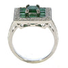 3.59CT DIAMOND & AAA EMERALD 18K WHITE GOLD SQUARE HALO RECTAGULAR FILIGREE RING