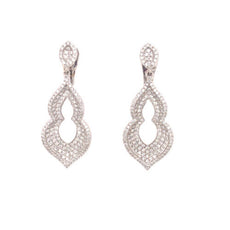 ESTATE LARGE 2.44CT DIAMOND 18KT WHITE GOLD TEAR DROP LEAF FUN HANGING EARRINGS