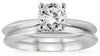 1.0CT DIAMOND 14KT WHITE GOLD SOLITAIRE KNIFE EDGE ENGAGEMENT WEDDING RING SET