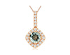 .60CT DIAMOND & AAA AQUAMARINE 14KT ROSE GOLD ROUND HALO SQUARE FLOATING PENDANT