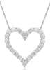 LARGE 5.8CT DIAMOND 18K WHITE GOLD CLASSIC SHARED PRONG OPEN HEART LOVE NECKLACE