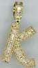.55CT DIAMOND 14K YELLOW GOLD 3D ROUND & BAGUETTE K INITIAL FUN FLOATING PENDANT