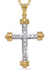 ESTATE .42CT DIAMOND 14KT 2 TONE GOLD 3D ROUND CHANNEL CROSS FLOATING PENDANT