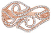 WIDE .36CT DIAMOND 14KT ROSE GOLD 3D MULTI LEAF FILIGREE CRISS CROSS LOVE RING