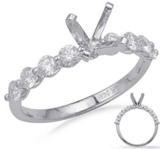 .58CT DIAMOND 14KT WHITE GOLD 4 PRONG SEMI ETERNITY SEMI MOUNT ENAGAGEMENT RING