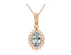 .93CT DIAMOND & AAA AQUAMARINE 14K ROSE GOLD OVAL & ROUND LOVE FLOATING PENDANT