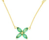 .69CT DIAMOND & AAA EMERALD 14KT YELLOW GOLD 3D MARQUISE & ROUND FLOWER NECKLACE
