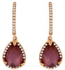 3.23CT DIAMOND & AAA AMETHYST 14KT ROSE GOLD PEAR SHAPE & ROUND HANGING EARRINGS