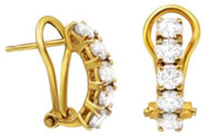 1.3CT DIAMOND 18KT YELLOW GOLD 3D ROUND CLASSIC 5 STONE SEMI CIRCULAR EARRINGS