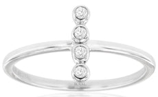 ESTATE .06CT DIAMOND 14KT WHITE GOLD 3D FOUR STONE ROUND BEZEL ETOILE LOVE RING