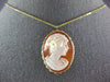 ANTIQUE 14KT YELLOW GOLD 3D LADY CAMEO OVAL FLOATING PENDANT BROOCH #27293
