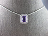 1.02CT DIAMOND & AAA AMETHYST 14K WHITE GOLD 3D EMERALD CUT & ROUND HALO PENDANT