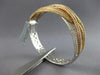 EXTRA LARGE 9.18CT DIAMOND 18KT TRI COLOR GOLD CRISS CROSS CUFF BANGLE BRACELET