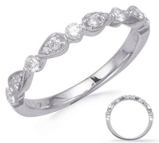 .28CT DIAMOND 14KT WHITE GOLD ROUND & PEAR SHAPE FILIGREE SEMI ETERNITY FUN RING