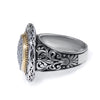 LARGE .60CT DIAMOND 18KT YELLOW GOLD & 925 SILVER 3D HANDCRAFTED FILIGREE RING
